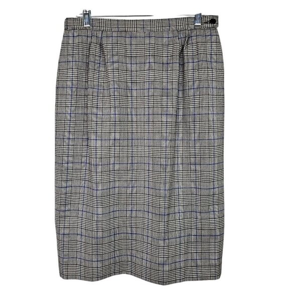 Pendleton Dresses & Skirts - Vintage PENDLETON Wool Skirt Straight GRAY BLACK BLUE PLAID size 12 Chic Preppy